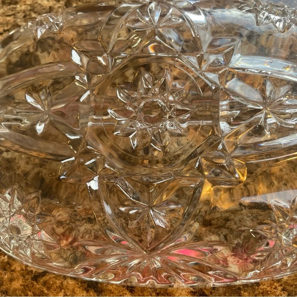 Vintage Anchor Hocking Glass Divided Relish Dish Tray